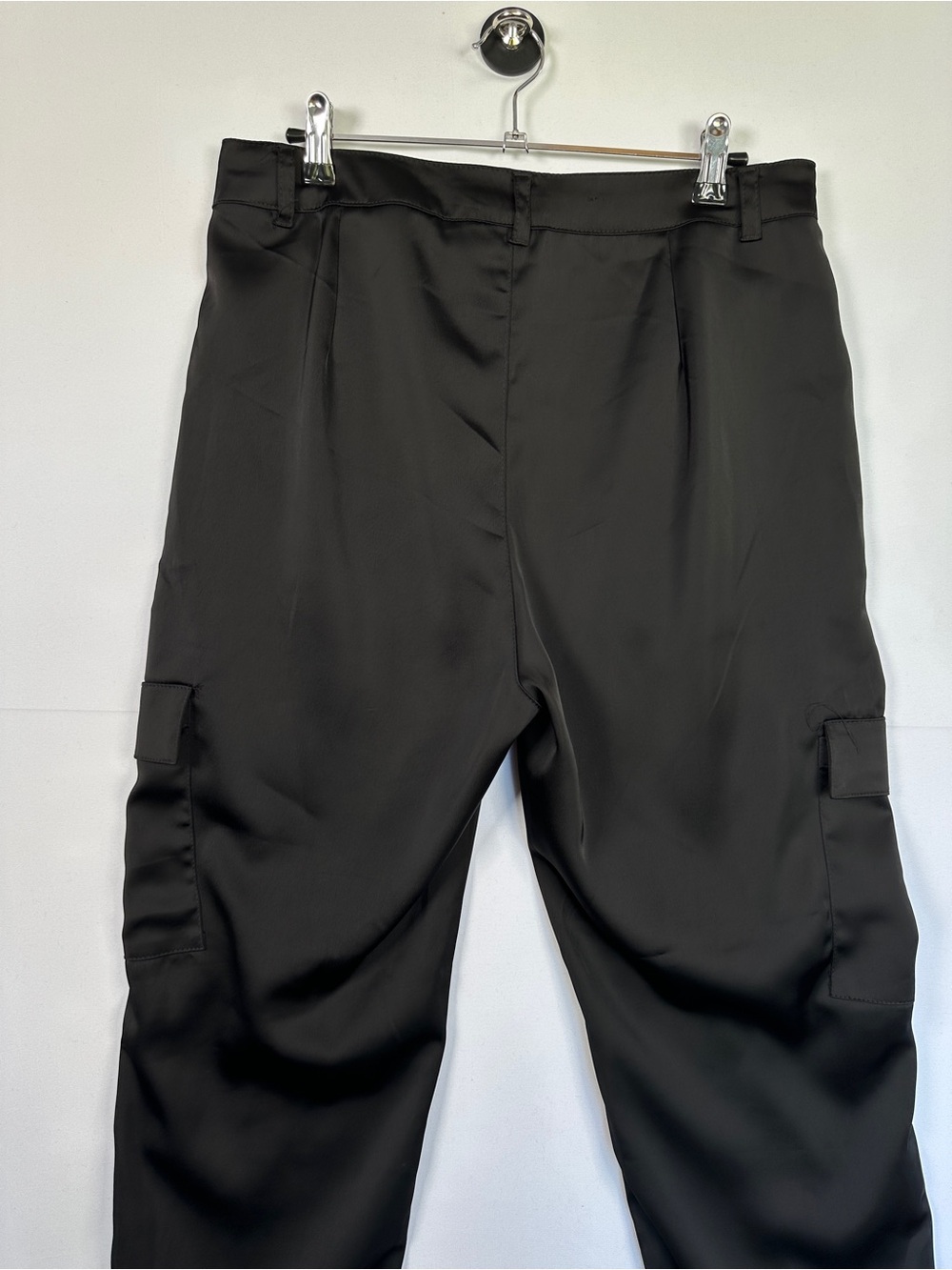 Love Tree Black Satin Cargo Jogger Pants Size L - Picture 5 of 7